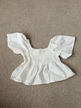 Old Navy White Smocked Peplum Top for Kids